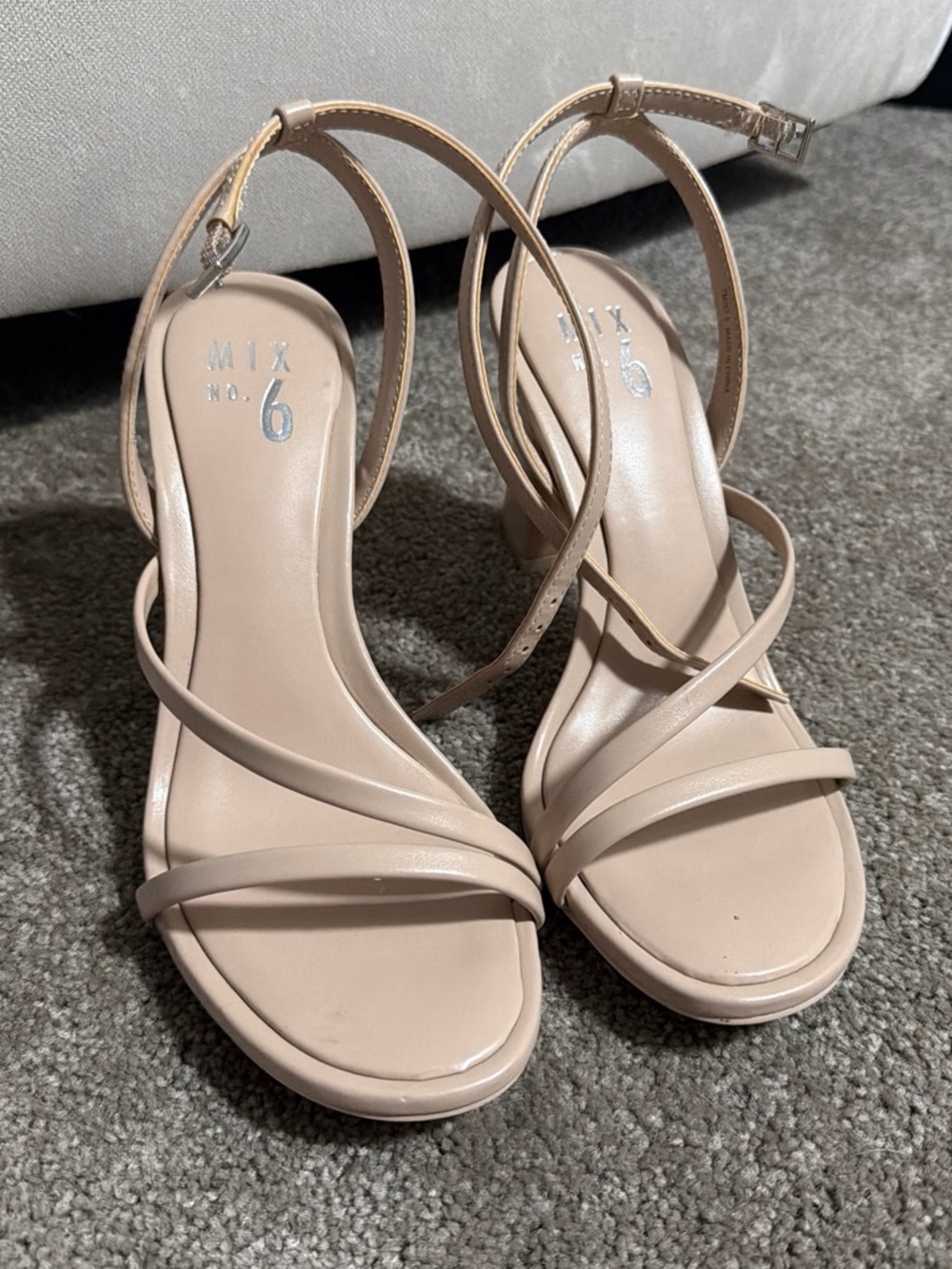 Mix No. 6 Blush Nude Strappy Block Heel Sandals